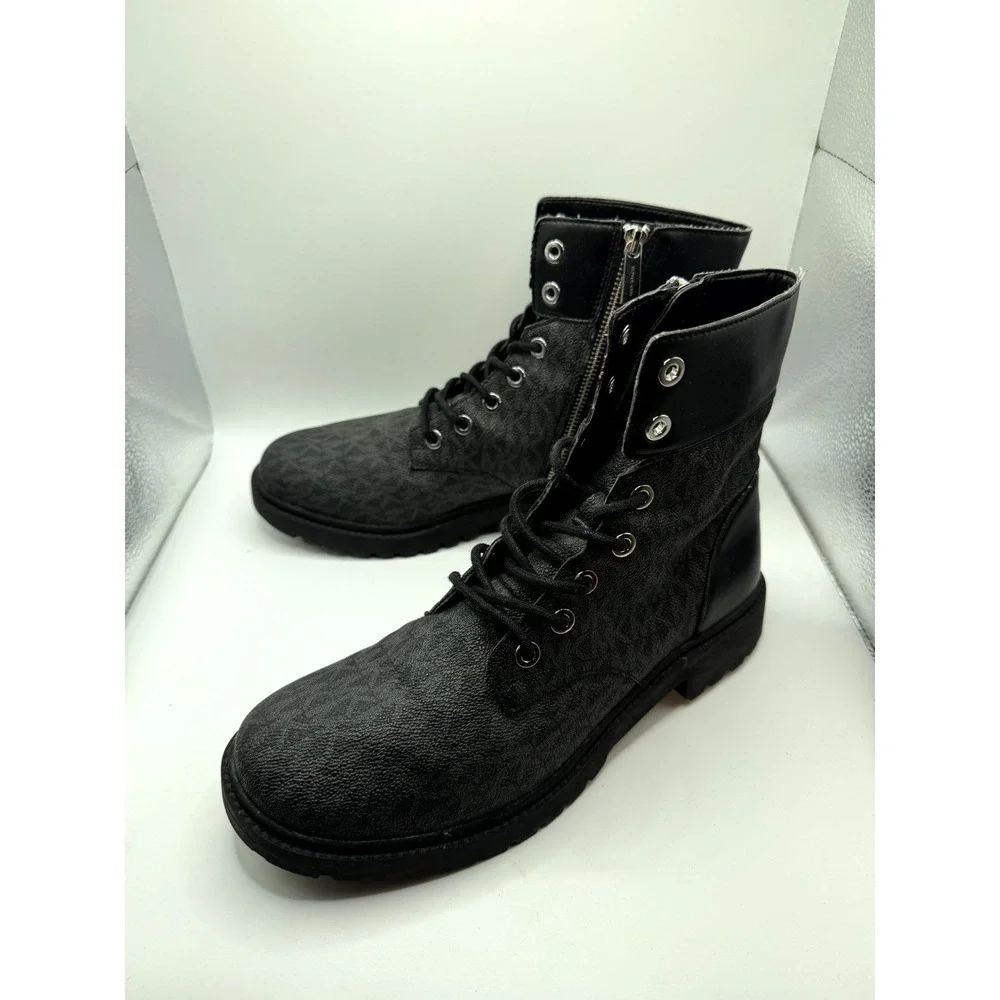Michael Kors Alistair Bootie Womens 9 M Black Logo Side Zip‎ Classic Combat Boot